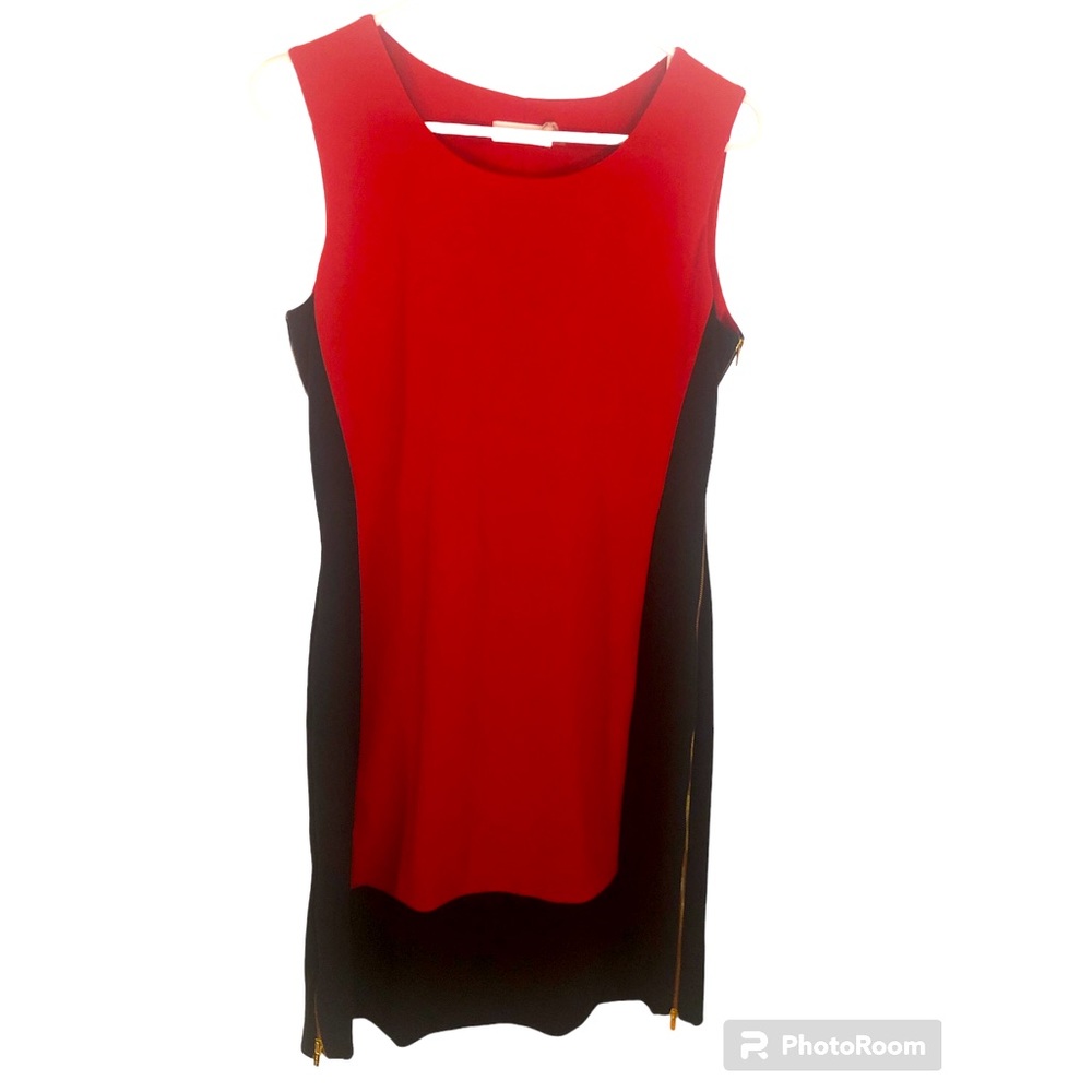 Stylish Calvin Klein color block sleeveless dress with side zippers